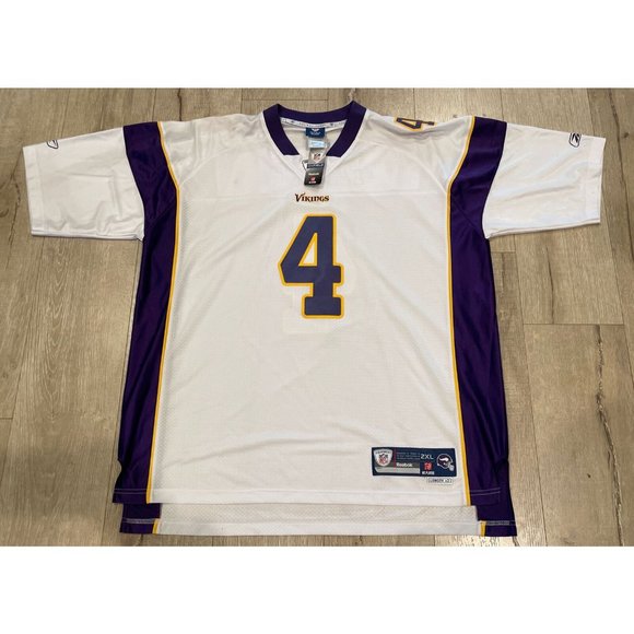 Reebok Minnesota Vikings Brett Favre 4 Jersey Mens 2XL White NFL Authentic NEW